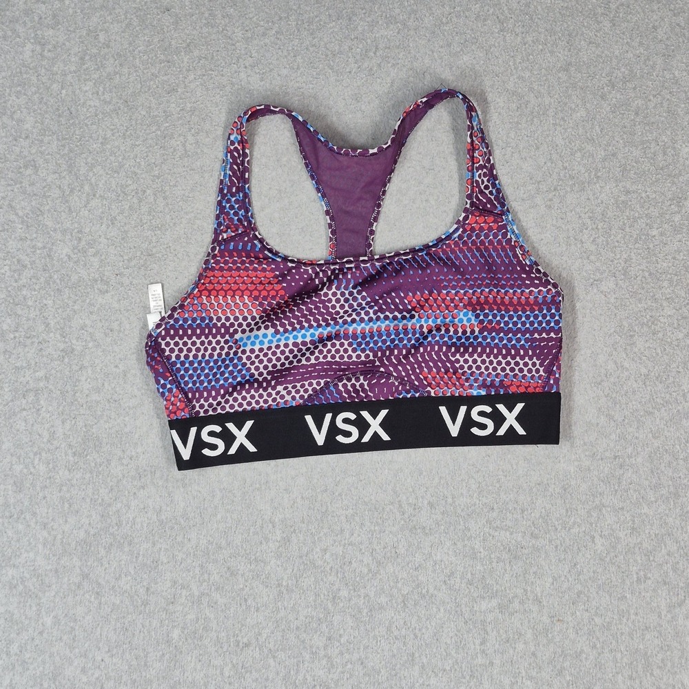 Victoria's Secret Women Sports Bra Large Purple Geometric VSX Sport Wireless